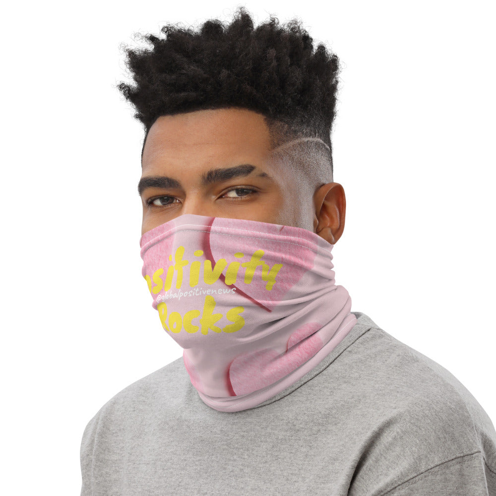 Positivity Rocks | Pink Hearts Neck Gaiter