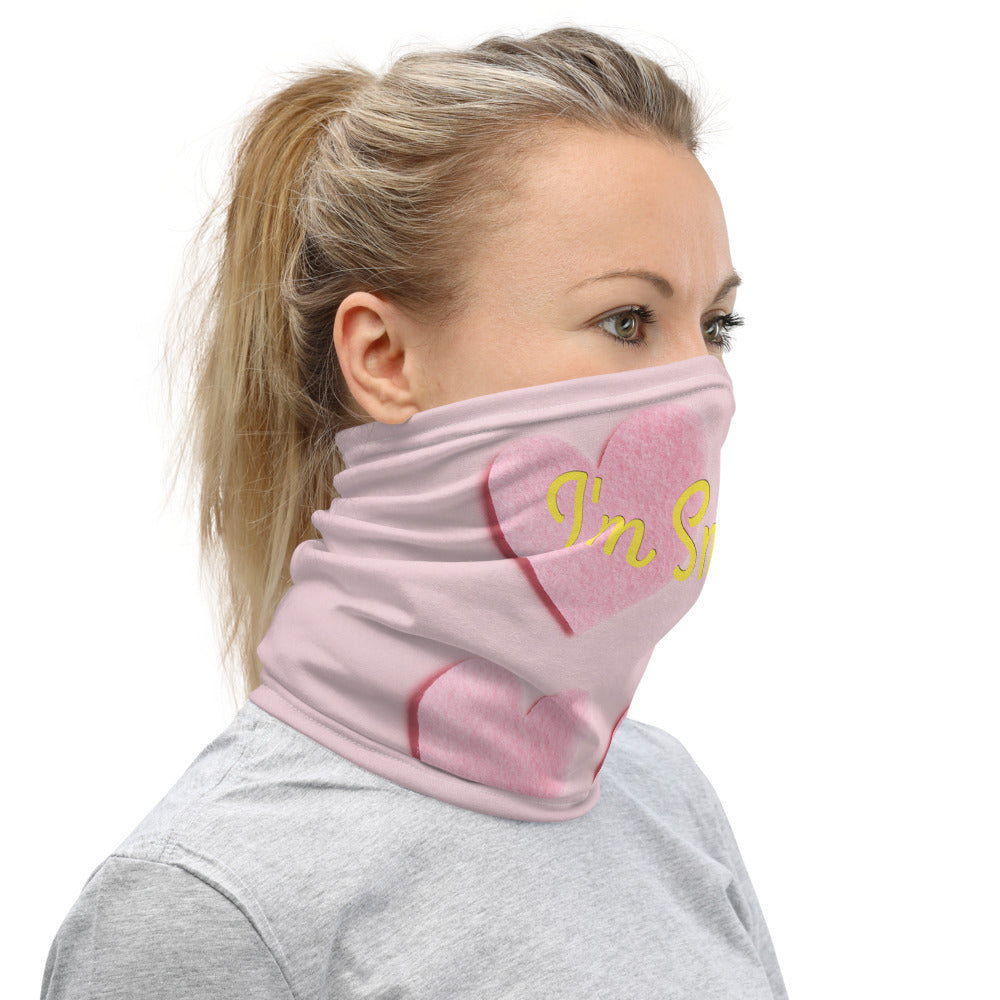 I'm Smiling | Pink Hearts Neck Gaiter