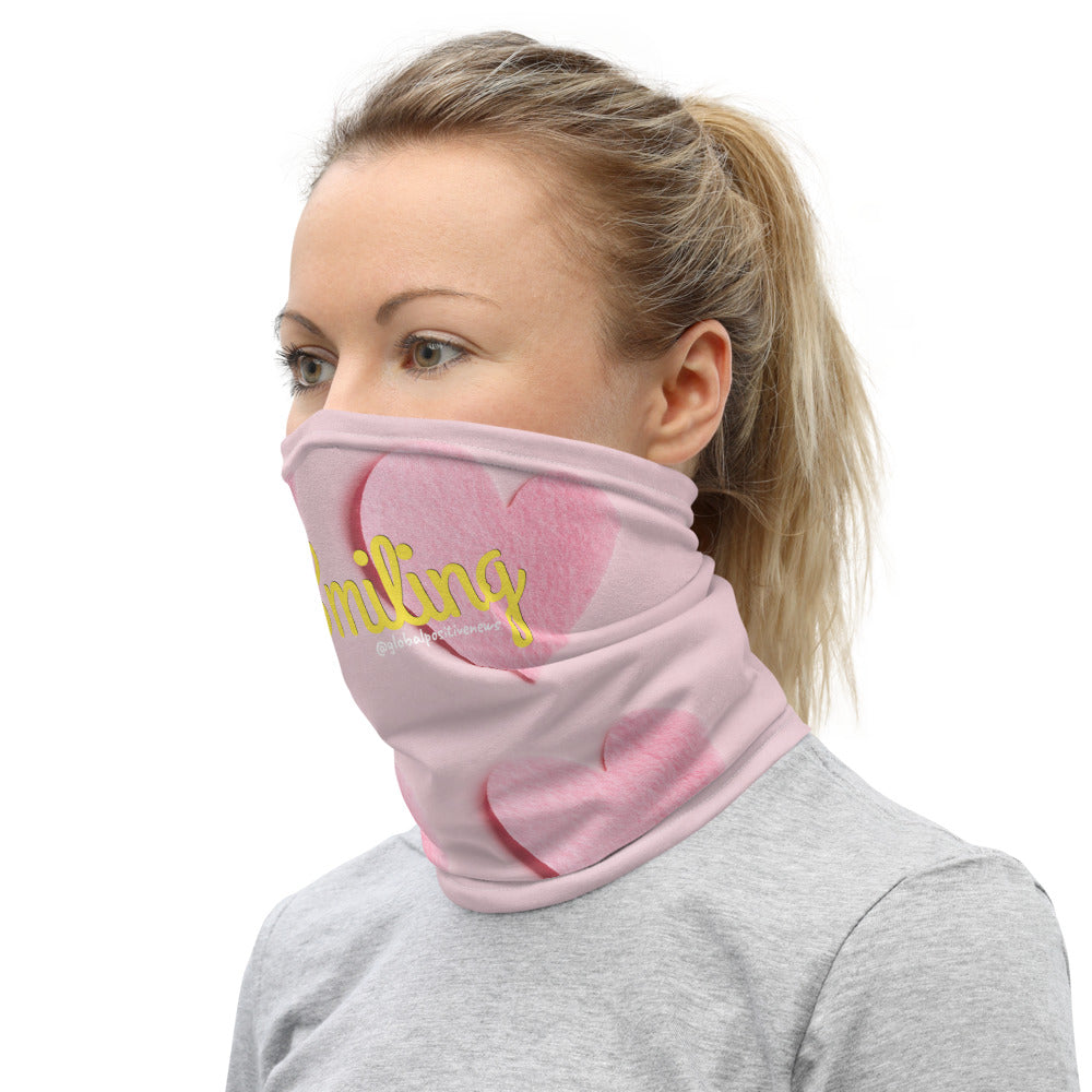 I'm Smiling | Pink Hearts Neck Gaiter