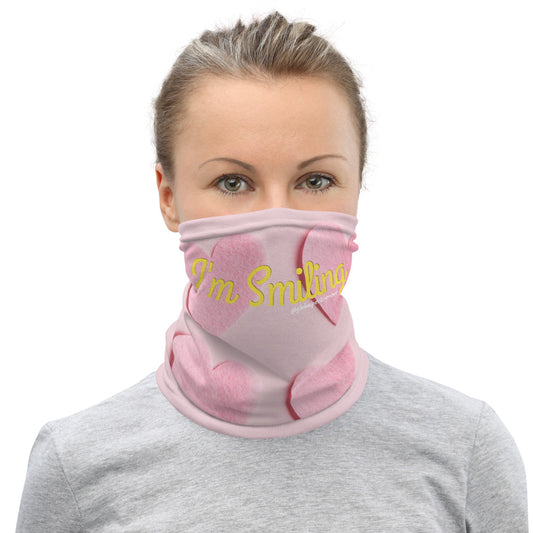 I'm Smiling | Pink Hearts Neck Gaiter